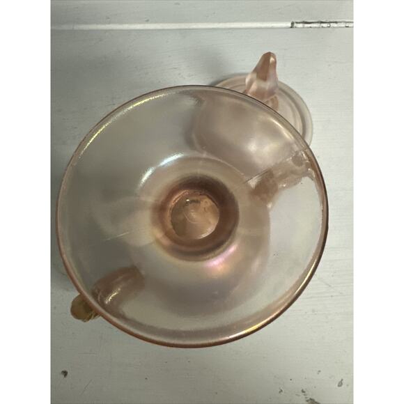 Fenton Art Glass Shell Rose Stretch Pink Koi Fish Handle Covered Candy Dish - Picture 6 of 7